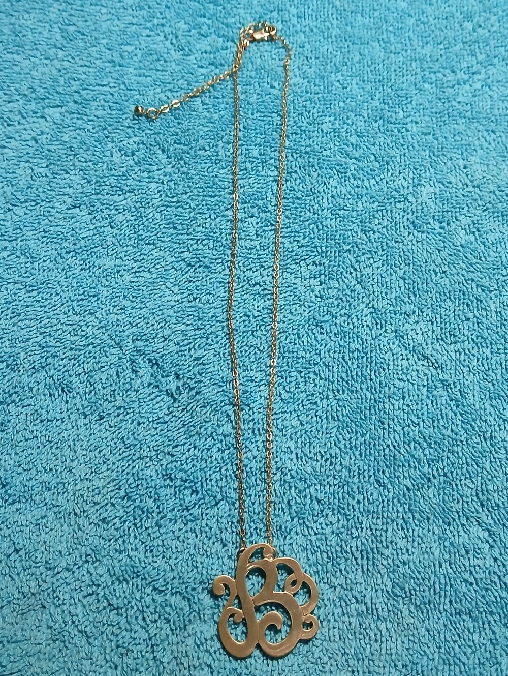 Gold Script "B" Monogram Pendant Necklace - Women Jewelry